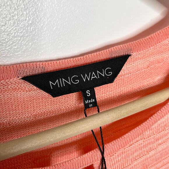 Ming Wang Womens Pue Sheath Dress Small Peach Melange Knit Keyhole Classic - Picture 5 of 12